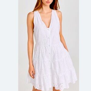 Splendid 100% Cotton Midi Eyelet Dress XL White Festival Boho Western Vacation